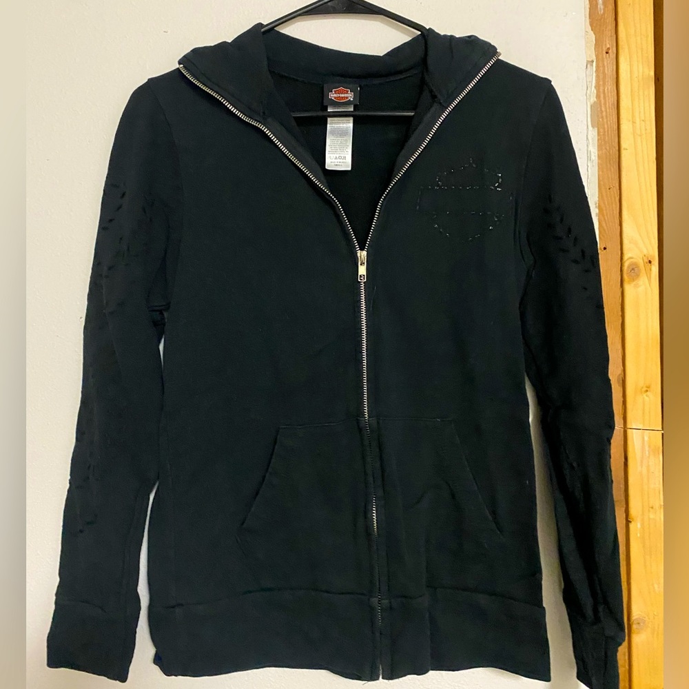 Harley Davidson Zip Up Jacket Small Black